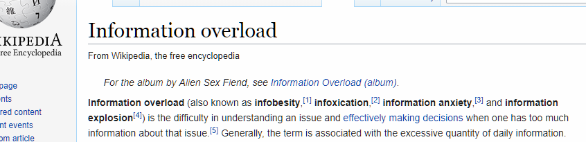 Wikipedia Definition of Information Overload